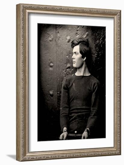 Lewis Powell in Wrist Irons aboard the USS Saugus, 1865 (Photo)-Alexander Gardner-Framed Giclee Print