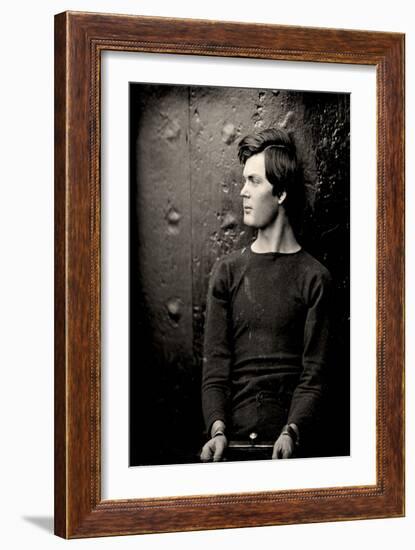 Lewis Powell in Wrist Irons aboard the USS Saugus, 1865 (Photo)-Alexander Gardner-Framed Giclee Print