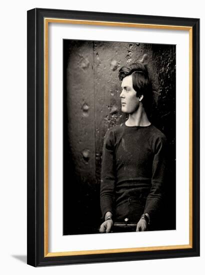 Lewis Powell in Wrist Irons aboard the USS Saugus, 1865 (Photo)-Alexander Gardner-Framed Giclee Print