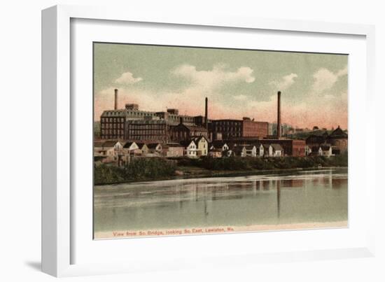 Lewiston, Maine, Southeastern View from the South Bridge-Lantern Press-Framed Art Print