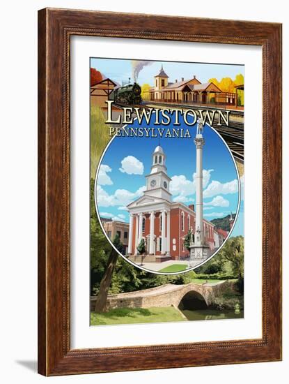 Lewistown, Pennsylvania - Montage Scenes-Lantern Press-Framed Art Print