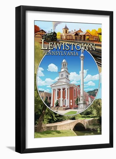 Lewistown, Pennsylvania - Montage Scenes-Lantern Press-Framed Art Print