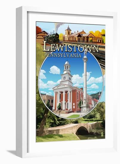 Lewistown, Pennsylvania - Montage Scenes-Lantern Press-Framed Art Print