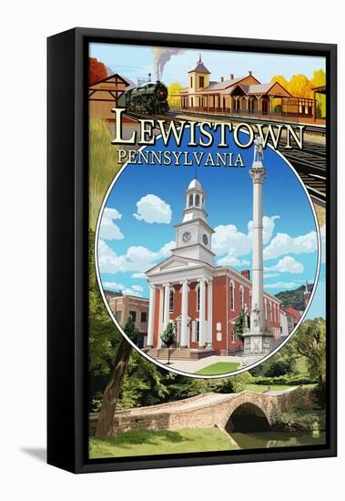 Lewistown, Pennsylvania - Montage Scenes-Lantern Press-Framed Stretched Canvas