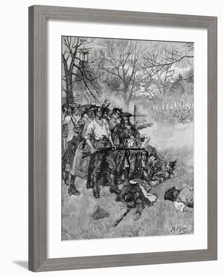 Lexington Green, Harper's Magazine, c.1883-Howard Pyle-Framed Giclee Print