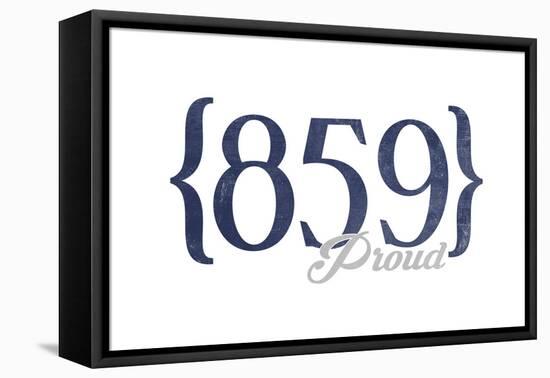 Lexington, Kentucky - 859 Area Code (Blue)-Lantern Press-Framed Stretched Canvas