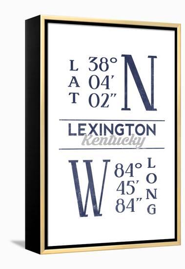 Lexington, Kentucky - Latitude and Longitude (Blue)-Lantern Press-Framed Stretched Canvas