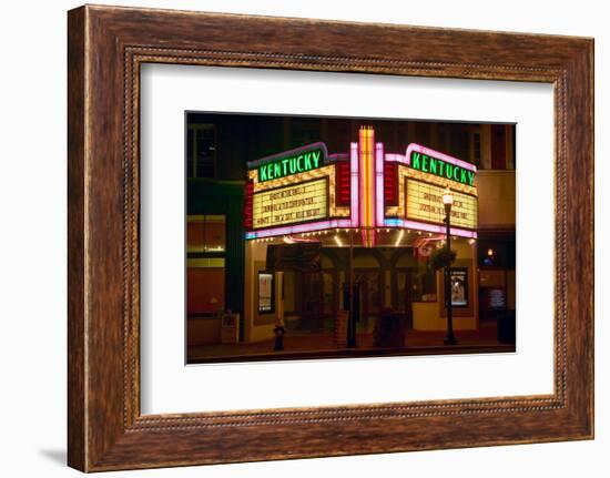 Lexington Kentucky neon marquee sign for movie theater saying Kentucky-null-Framed Photographic Print