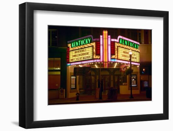 Lexington Kentucky neon marquee sign for movie theater saying Kentucky-null-Framed Photographic Print