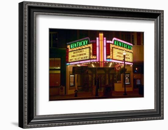 Lexington Kentucky neon marquee sign for movie theater saying Kentucky-null-Framed Photographic Print