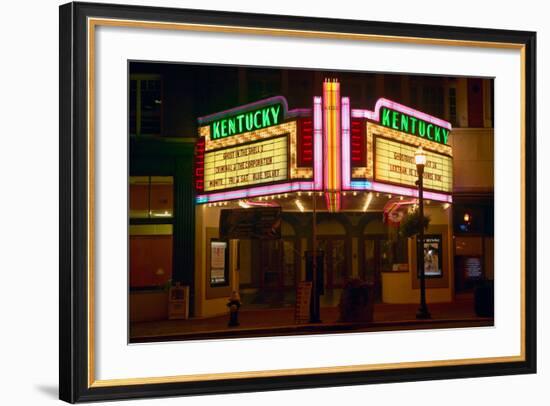 Lexington Kentucky neon marquee sign for movie theater saying Kentucky-null-Framed Photographic Print