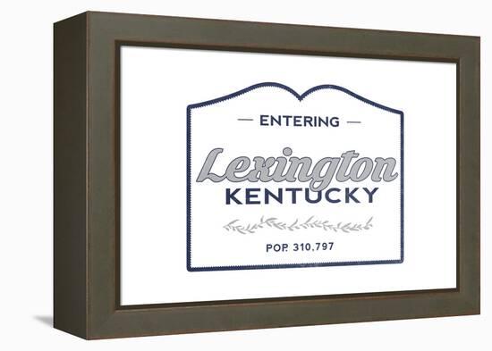 Lexington, Kentucky - Now Entering (Blue)-Lantern Press-Framed Stretched Canvas