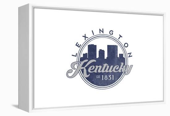 Lexington, Kentucky - Skyline Seal (Blue)-Lantern Press-Framed Stretched Canvas