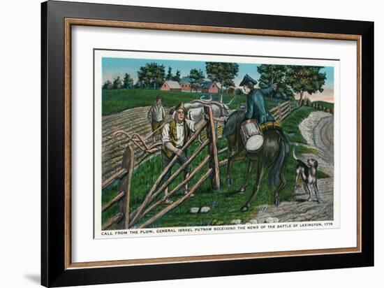 Lexington, MA - Paul Revere Informing Gen. Israel Putnam of the Battle-Lantern Press-Framed Art Print