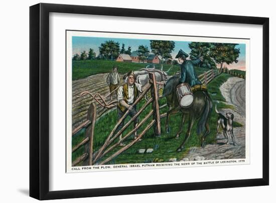 Lexington, MA - Paul Revere Informing Gen. Israel Putnam of the Battle-Lantern Press-Framed Art Print