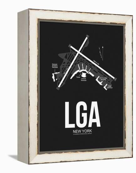 LGA New York Airport Black-NaxArt-Framed Stretched Canvas