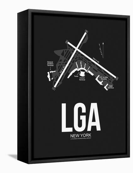 LGA New York Airport Black-NaxArt-Framed Stretched Canvas