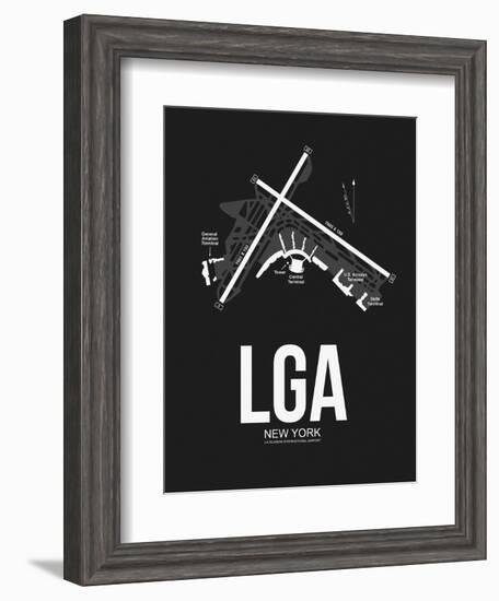 LGA New York Airport Black-NaxArt-Framed Art Print