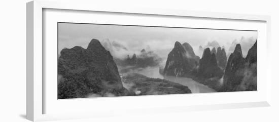 Li River and limestone hills in mist, Yangshuo, Guangxi, China-Keren Su-Framed Photographic Print