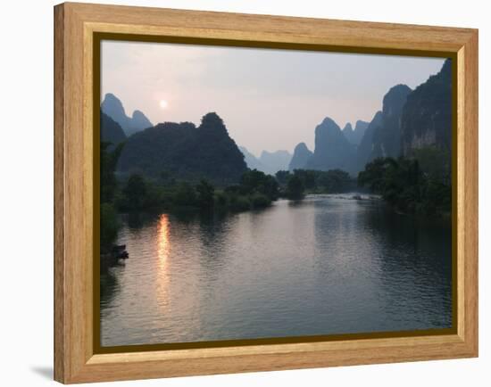 Li River in Yangshuo, Near Guilin, Guangxi Province, China-Kober Christian-Framed Premier Image Canvas
