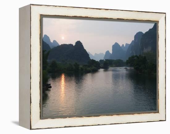 Li River in Yangshuo, Near Guilin, Guangxi Province, China-Kober Christian-Framed Premier Image Canvas