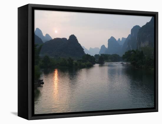Li River in Yangshuo, Near Guilin, Guangxi Province, China-Kober Christian-Framed Premier Image Canvas