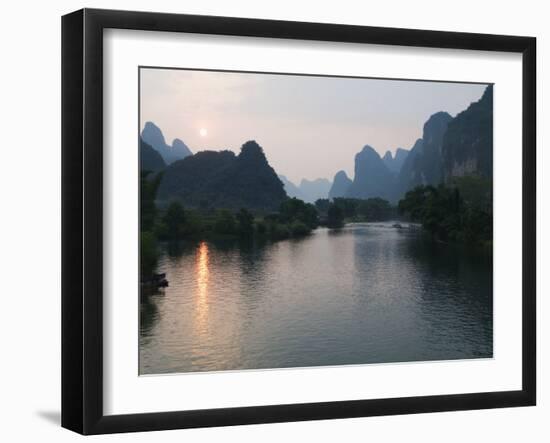 Li River in Yangshuo, Near Guilin, Guangxi Province, China-Kober Christian-Framed Photographic Print