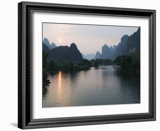 Li River in Yangshuo, Near Guilin, Guangxi Province, China-Kober Christian-Framed Photographic Print