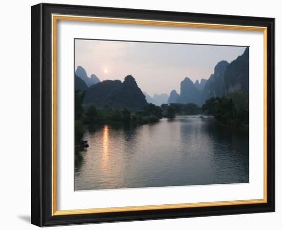 Li River in Yangshuo, Near Guilin, Guangxi Province, China-Kober Christian-Framed Photographic Print