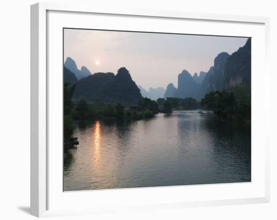 Li River in Yangshuo, Near Guilin, Guangxi Province, China-Kober Christian-Framed Photographic Print