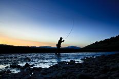Spring Fly Fishing At Dusk Outside Of Fairplay Colorado The Mosquito Range Looms In The Background-Liam Doran-Photographic Print