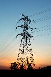 Electricity Pylons at Sunset-Liang Zhang-Photographic Print