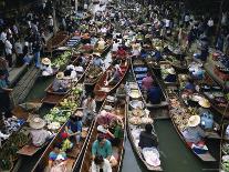 Floating Market, Near Bangkok, Thailand, Southeast Asia-Liba Taylor-Framed Premier Image Canvas