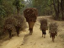 Women and Children Walking on a Country Road, North of Kathmandu, Nepal-Liba Taylor-Photographic Print