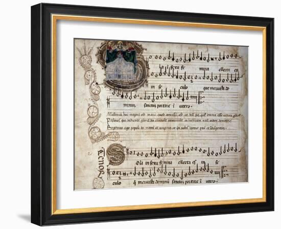 Liber Capella (Song Book) with Music Score of Mass for Four Voices by Heinrich Isaac (1445-1517)-null-Framed Giclee Print