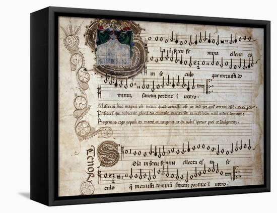 Liber Capella (Song Book) with Music Score of Mass for Four Voices by Heinrich Isaac (1445-1517)-null-Framed Premier Image Canvas