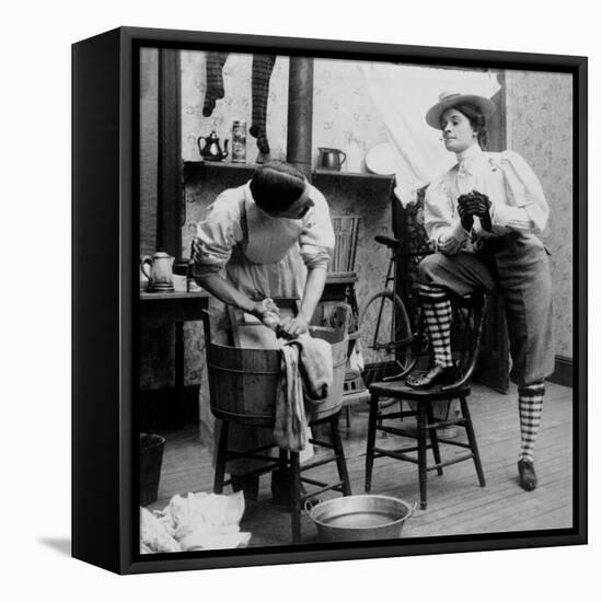 Liberated Woman On Wash Day, 1901-Science Source-Framed Premier Image Canvas