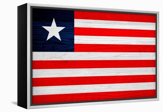 Liberia Flag Design with Wood Patterning - Flags of the World Series-Philippe Hugonnard-Framed Stretched Canvas