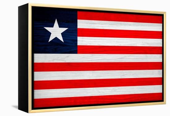 Liberia Flag Design with Wood Patterning - Flags of the World Series-Philippe Hugonnard-Framed Stretched Canvas