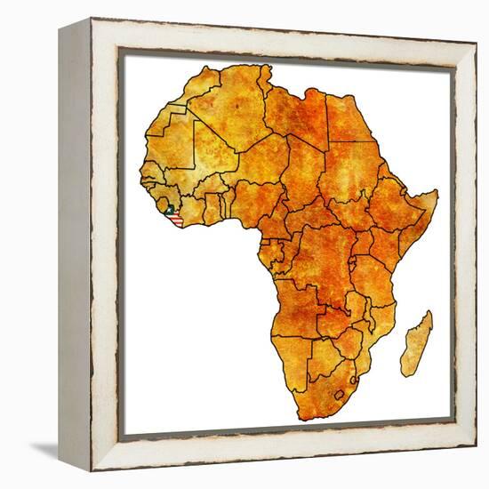 Liberia on Actual Map of Africa-michal812-Framed Stretched Canvas