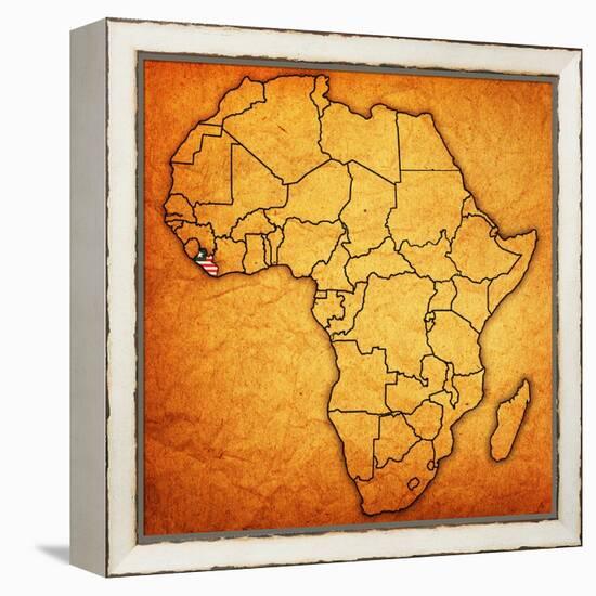 Liberia on Actual Map of Africa-michal812-Framed Stretched Canvas