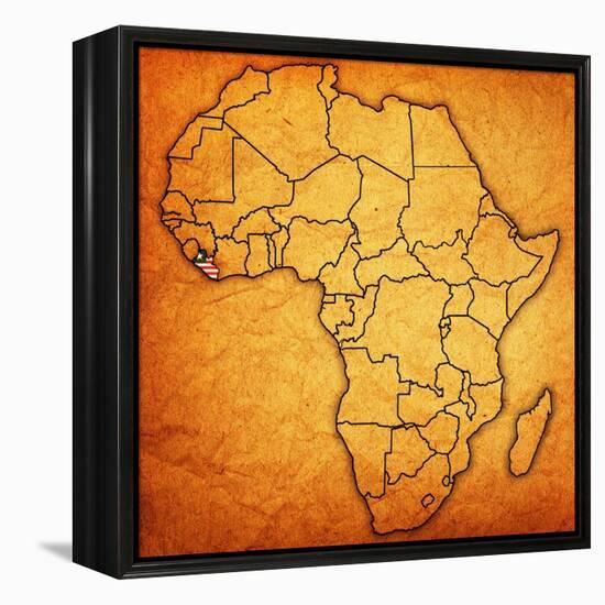 Liberia on Actual Map of Africa-michal812-Framed Stretched Canvas