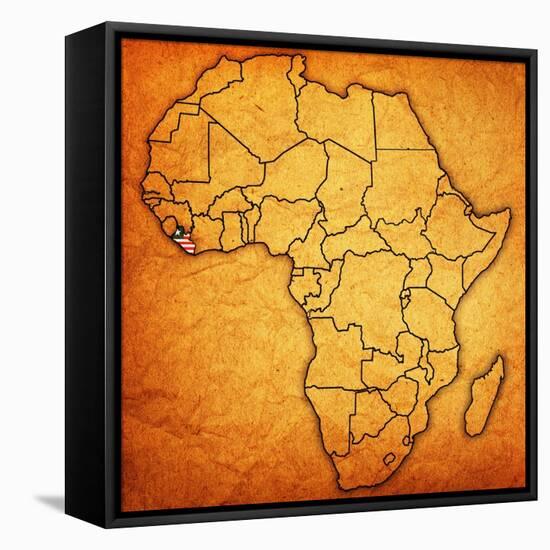 Liberia on Actual Map of Africa-michal812-Framed Stretched Canvas