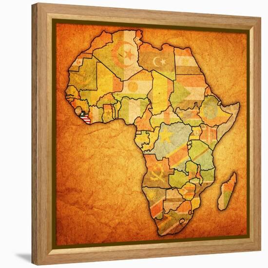 Liberia on Actual Map of Africa-michal812-Framed Stretched Canvas