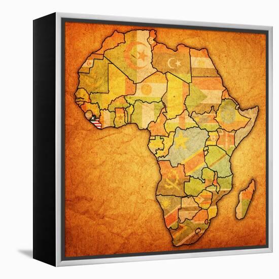 Liberia on Actual Map of Africa-michal812-Framed Stretched Canvas