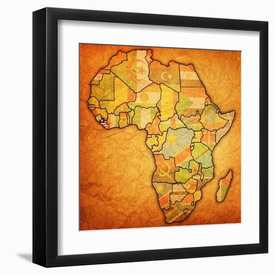 Liberia on Actual Map of Africa-michal812-Framed Art Print