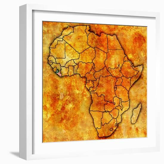 Liberia on Actual Map of Africa-michal812-Framed Art Print