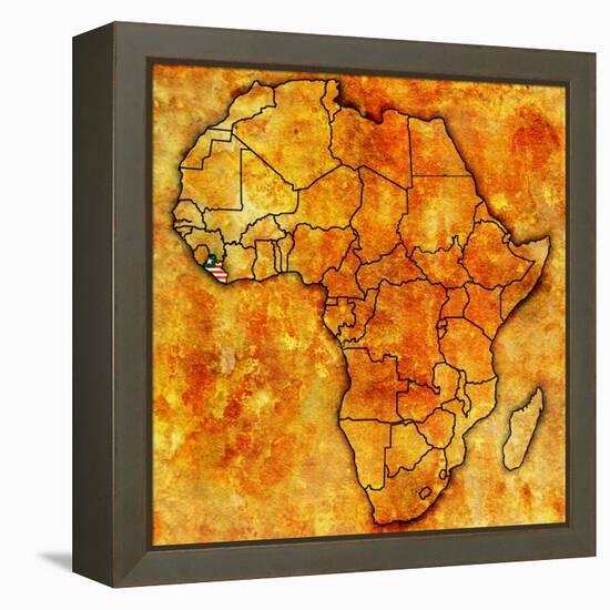 Liberia on Actual Map of Africa-michal812-Framed Stretched Canvas