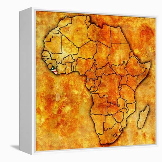 Liberia on Actual Map of Africa-michal812-Framed Stretched Canvas