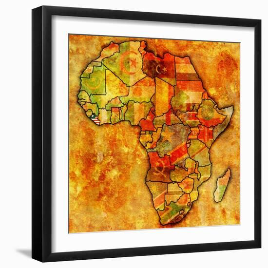 Liberia on Actual Map of Africa-michal812-Framed Premium Giclee Print